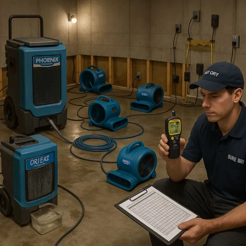 Structural Drying and Dehumidification process in East Farmingdale, NY